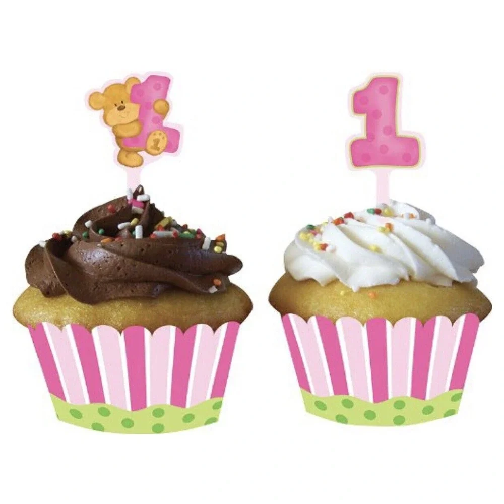12 Bears 1st Birthday Cupcake Wrap with Topper Decorations‎ Party Supplies